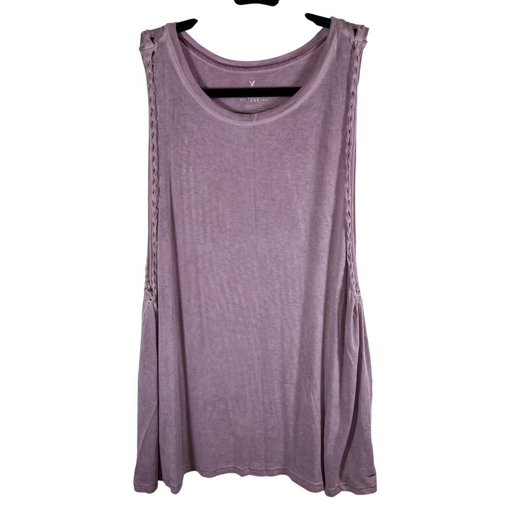 American Eagle Soft & Sexy Tank Top Mauve Purple Braided Trim Sleeveless Large